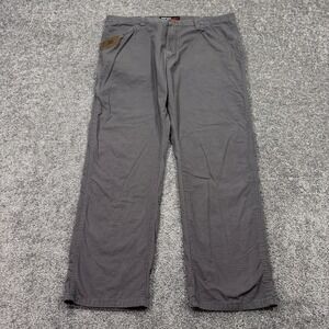 Wrangler Riggs Pants Mens 42x32 Gray Straight Leg Outdoor Workwear Casual Logo
